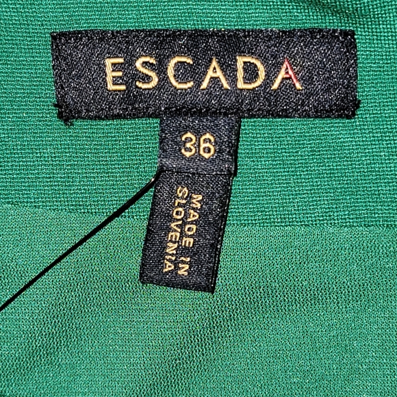 Escada Double Zip Leaf Green Sheath Dress Size - Picture 5 of 6